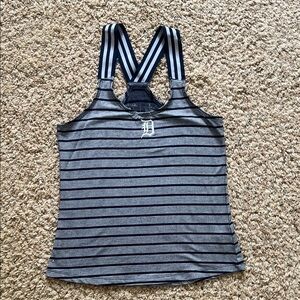 🔥4/$10 Antigua Gray and Black Striped Tank Top